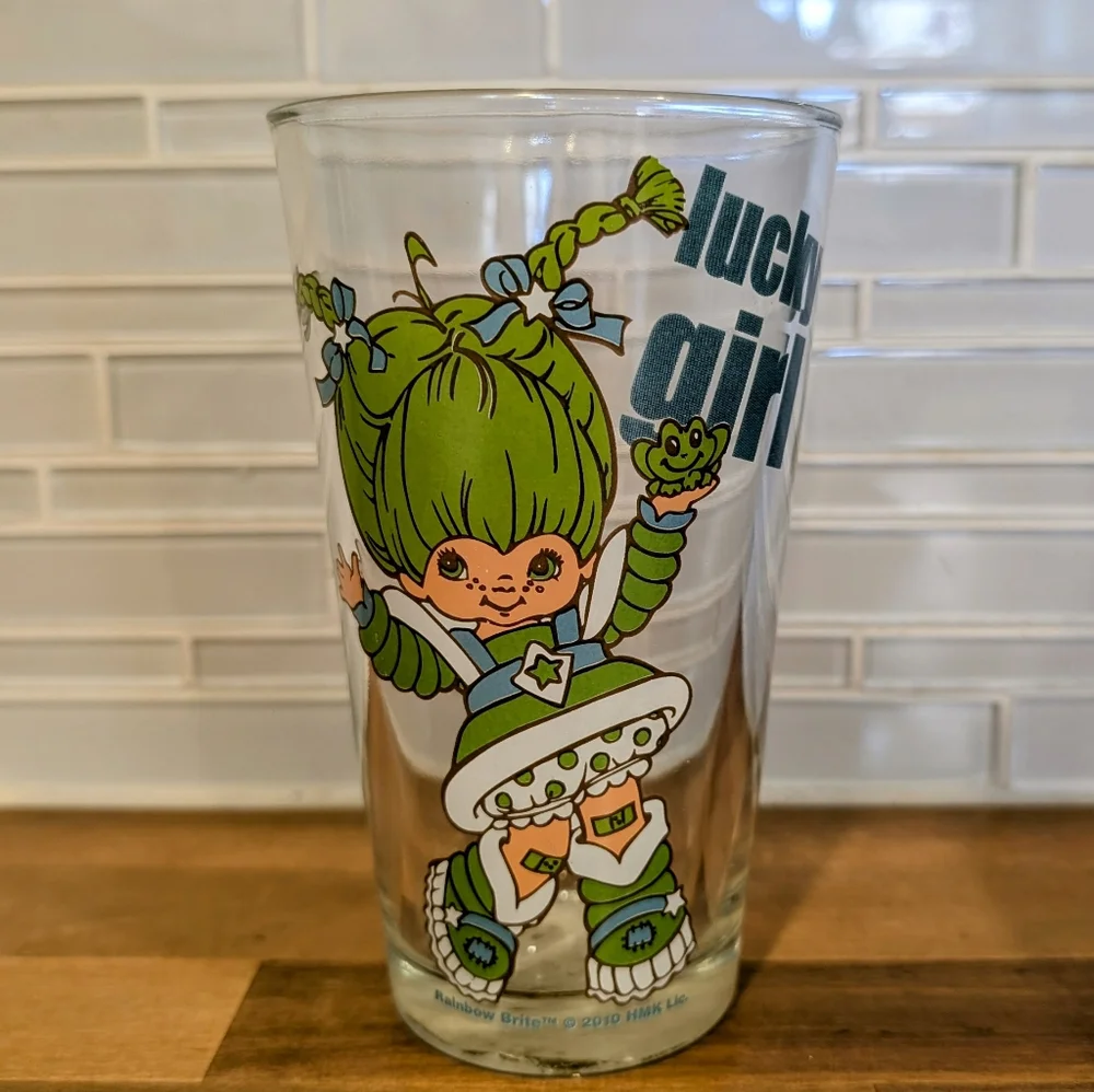 2010 Rainbow Brite Tumbler Glass Cup Lucky Girl Patty O’ Green Spencers Gifts